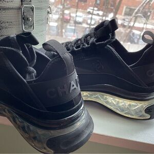 CHANEL Black Trainers with Transparent Sole